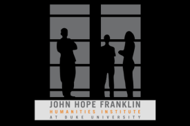 Gray and orange text against off-white background. There is the silhouette of three people.